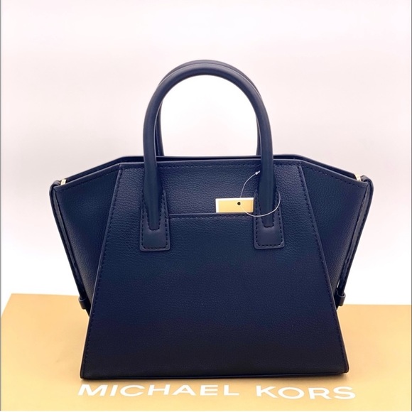 Michael Kors Avril Small Leather Top-Zip Satchel Crossbody Black - Picture 5 of 10